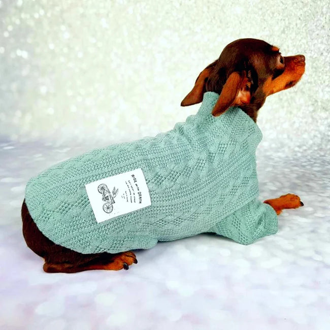 Kabelstickad hundtröja