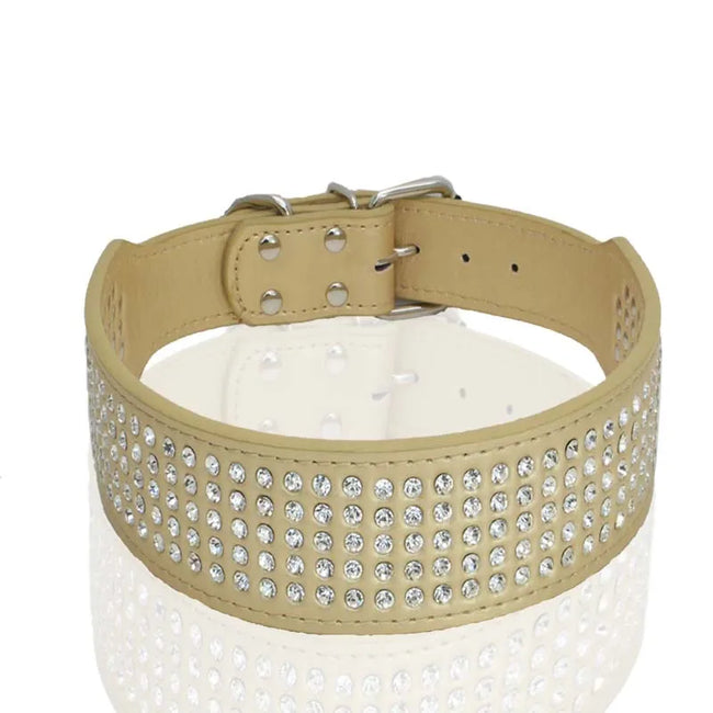 Brett hundhalsband med strass