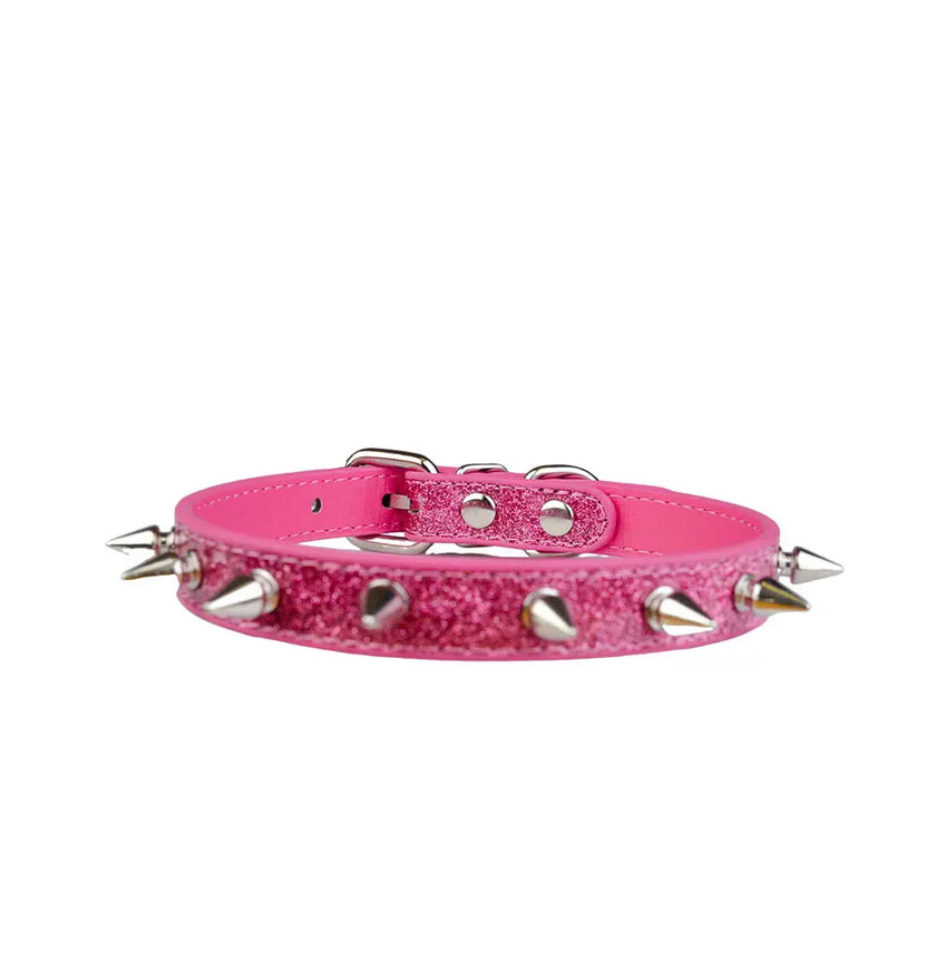 Glittrigt hundhalsband med nitar