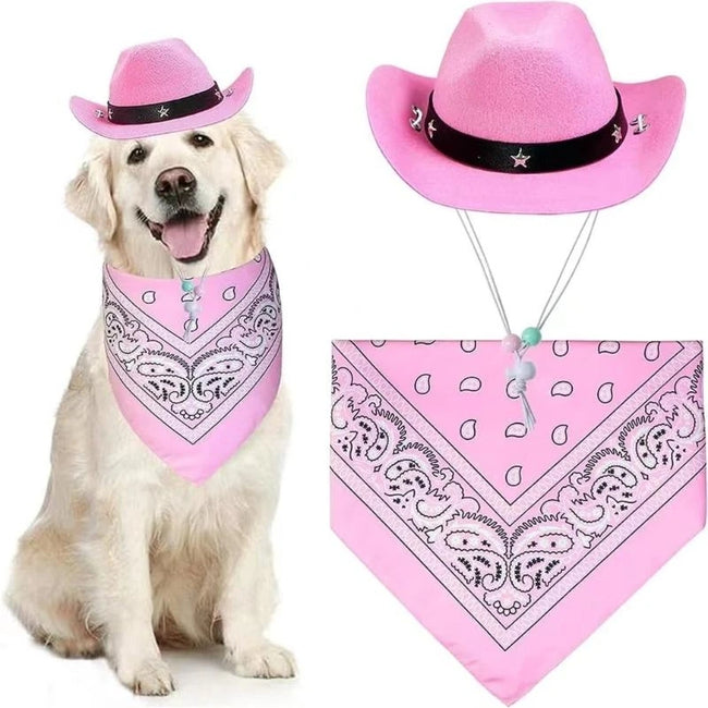 Cowboy kostym hatt & scarf för hund