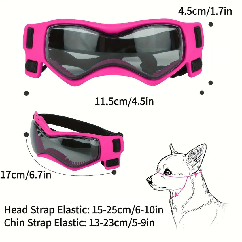 Set med hjälm och goggles för hund