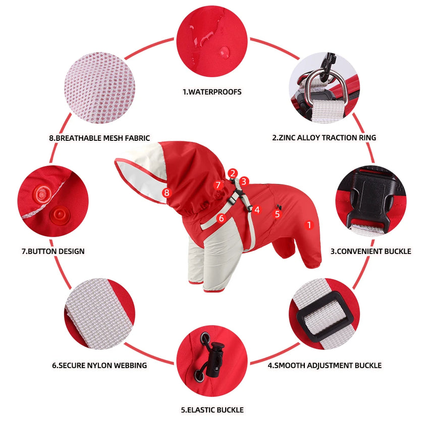 Vattentät overall med sele för hund