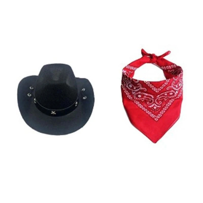 Cowboy kostym hatt & scarf för hund