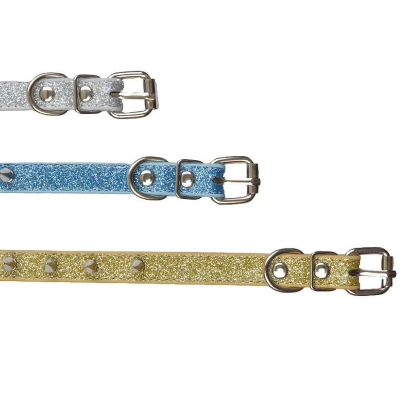 Glittrigt hundhalsband med nitar