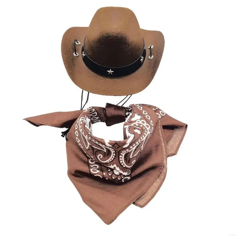 Cowboy kostym hatt & scarf för hund
