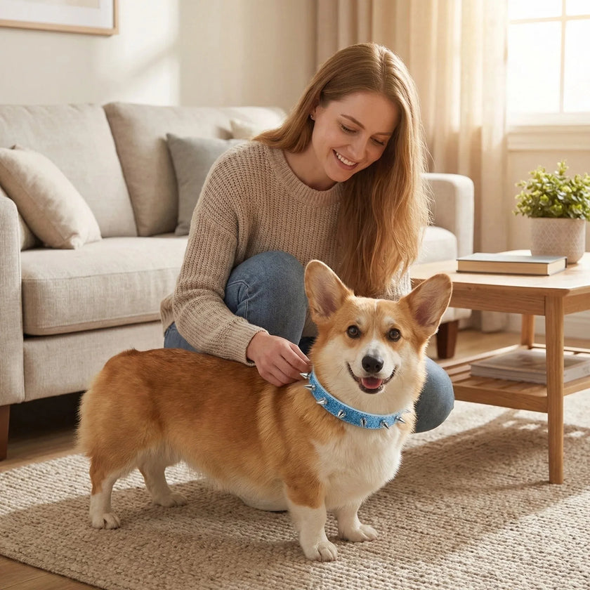 Glittrigt hundhalsband med nitar