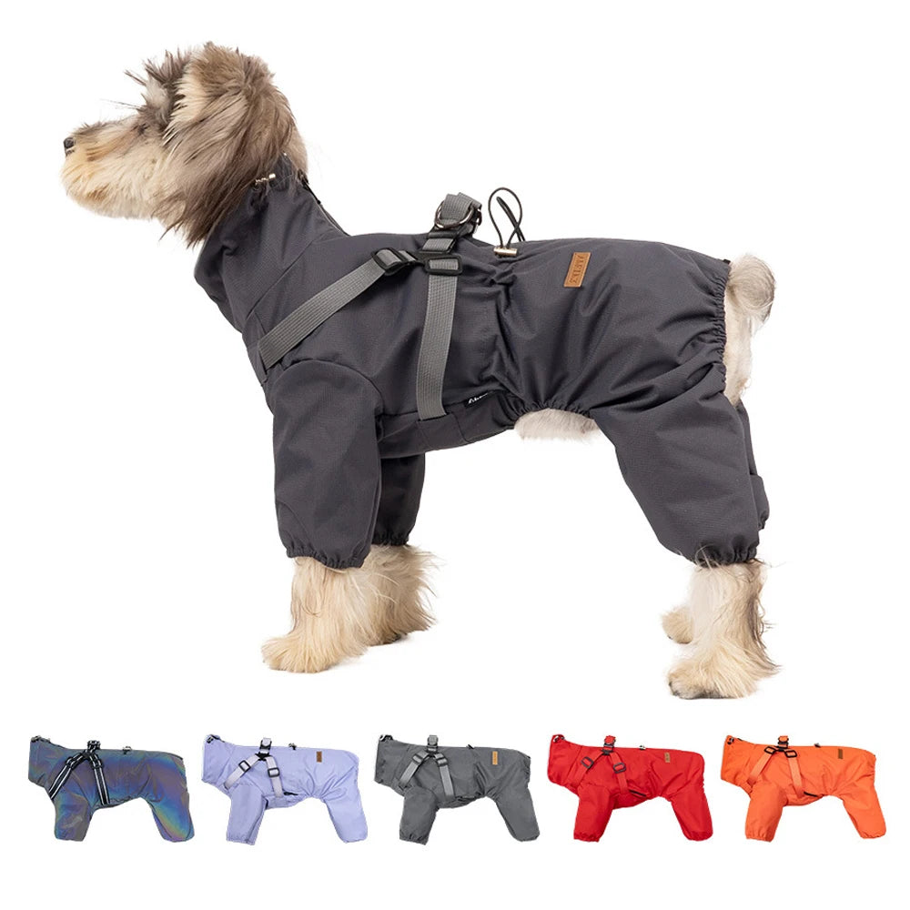 Regnoverall med sele för hund