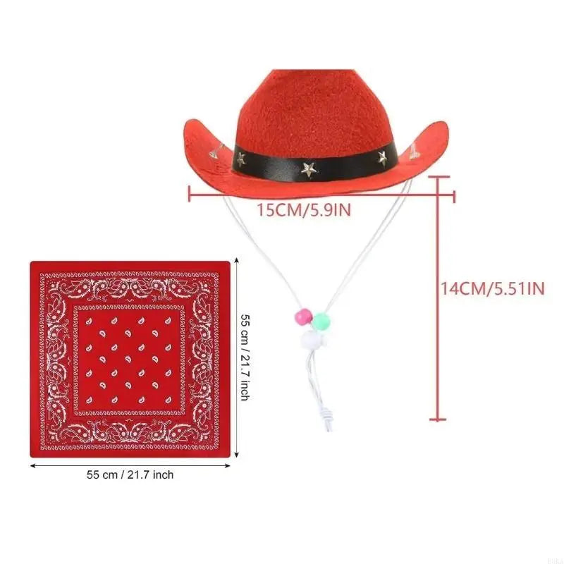Cowboy kostym hatt & scarf för hund