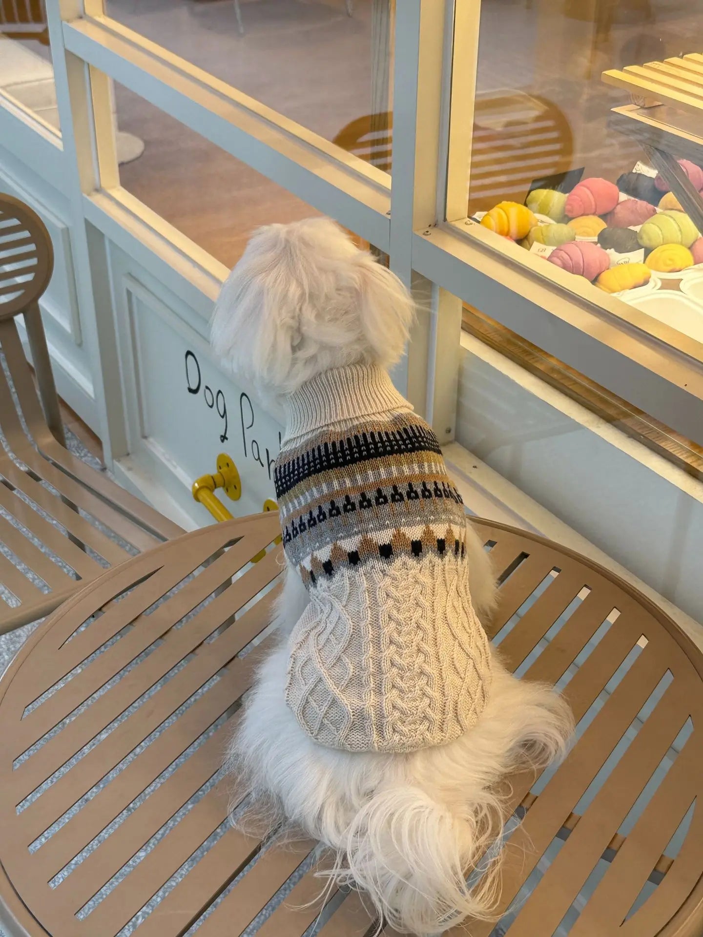 Kabelstickad hundtröja