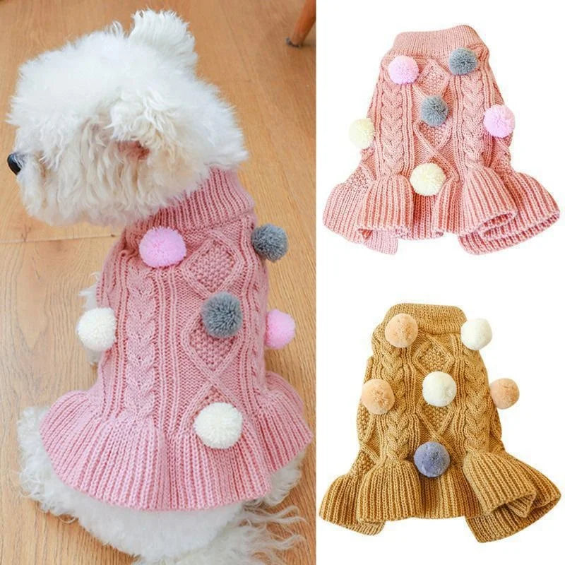 Stickad klänning för hund