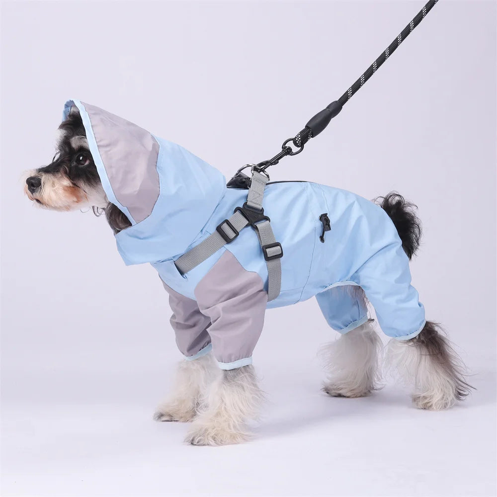Vattentät overall med sele för hund