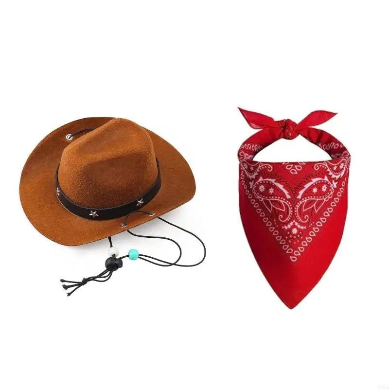 Cowboy kostym hatt & scarf för hund