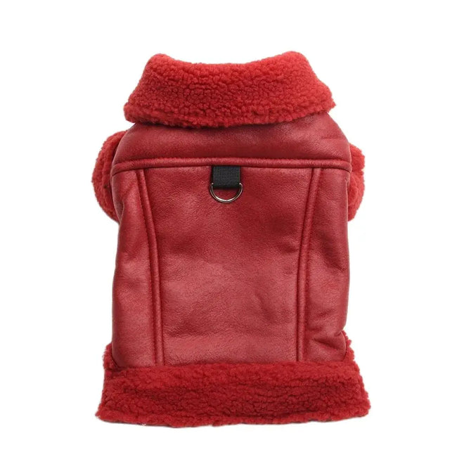 Hundjacka varmfodrad i läderimmitation