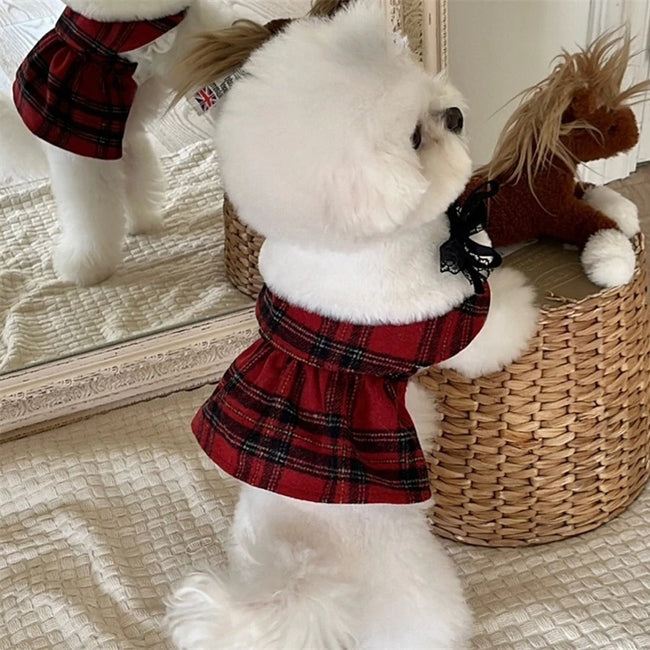 Julklänning med pälskrage