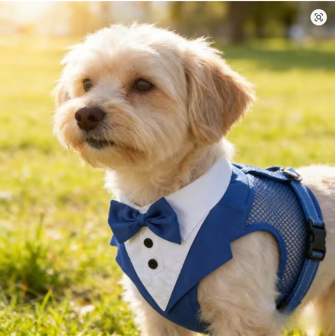 Sele med frack för hund